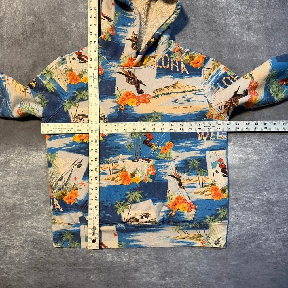 Polo Ralph‎ Lauren Kids L 14-16 Aloha Ski Hawaii Sherpa Lined Hoodie Blue Multi